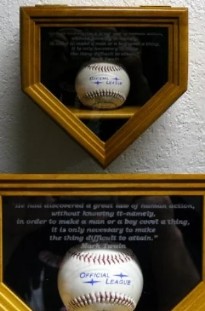 Quote Laser Engraved On Baseball Display Case