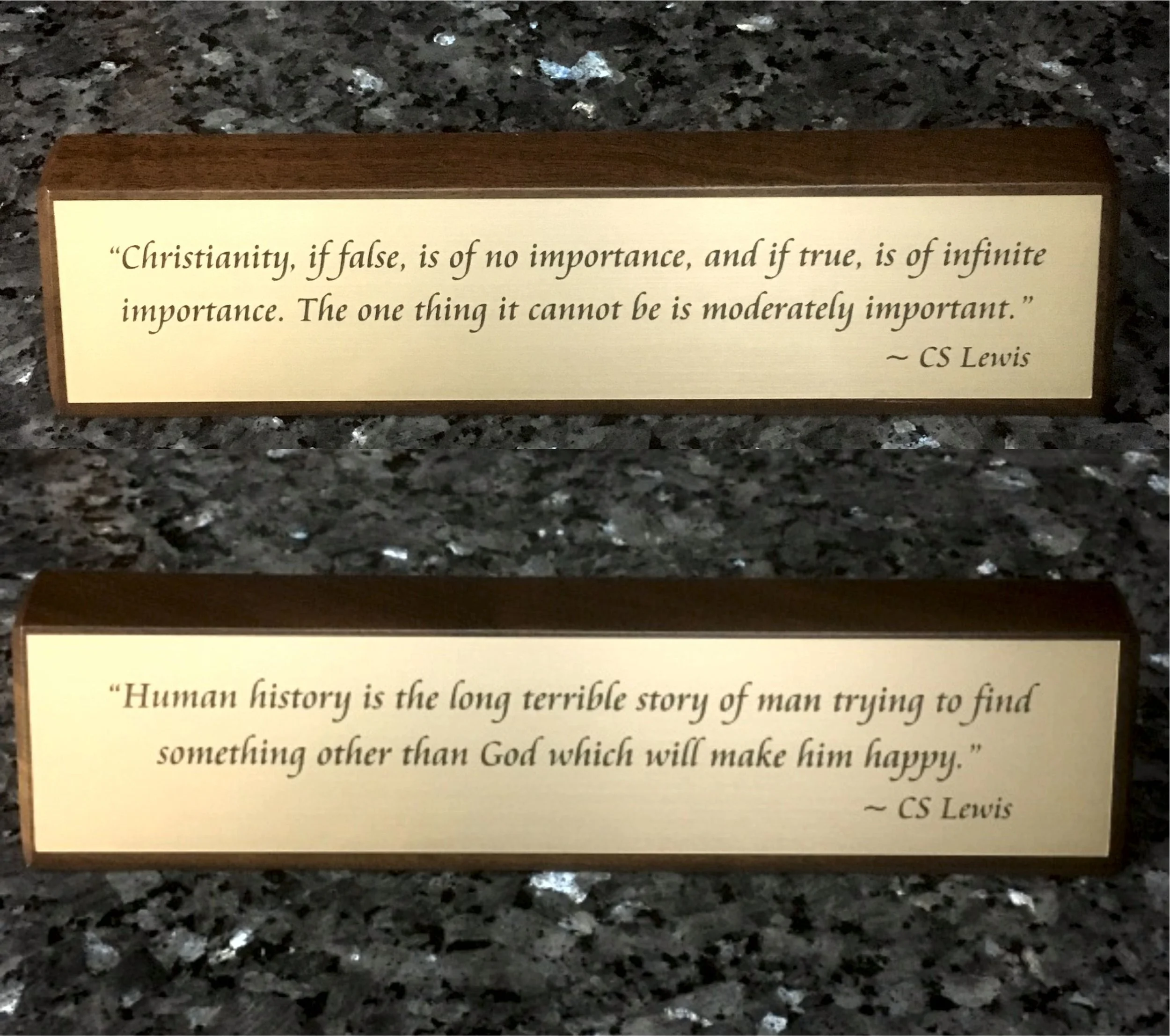 Quotes Engraved on Desk Bars