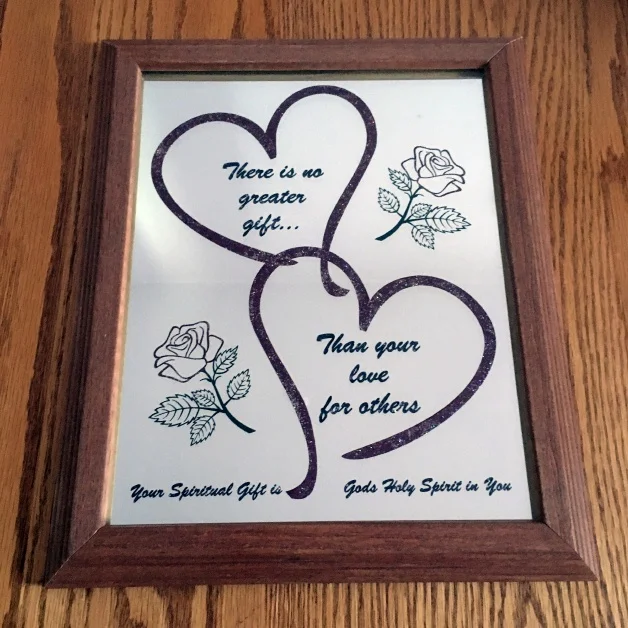 Gift of Love Engraved and Painted Mirror
