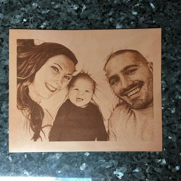 Family Photo Laser Engraved on Leather