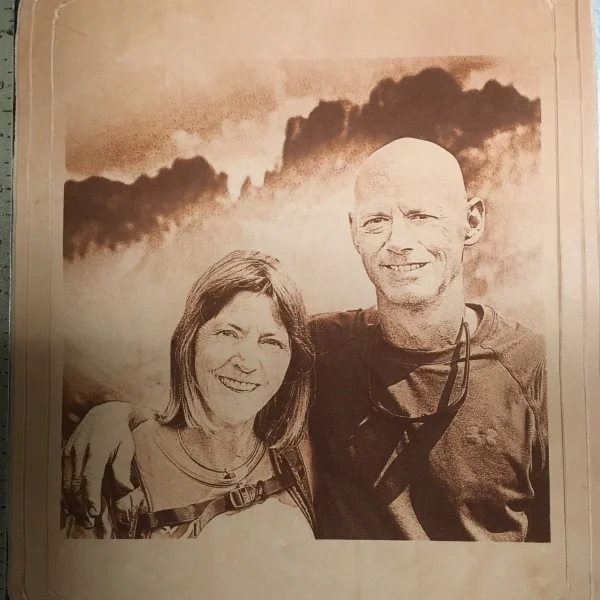 Photo Engraved on Rawhide Leather