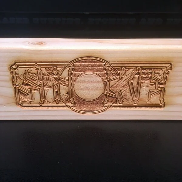 3D Smoke Logo Engraved on Wood