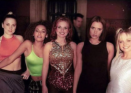 A photo of the Spice Girls on the set of "Wannabe" (Pinterest).
