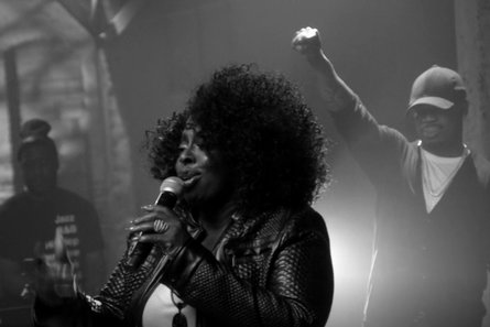 Angie Stone performing during the Soul Cypher.