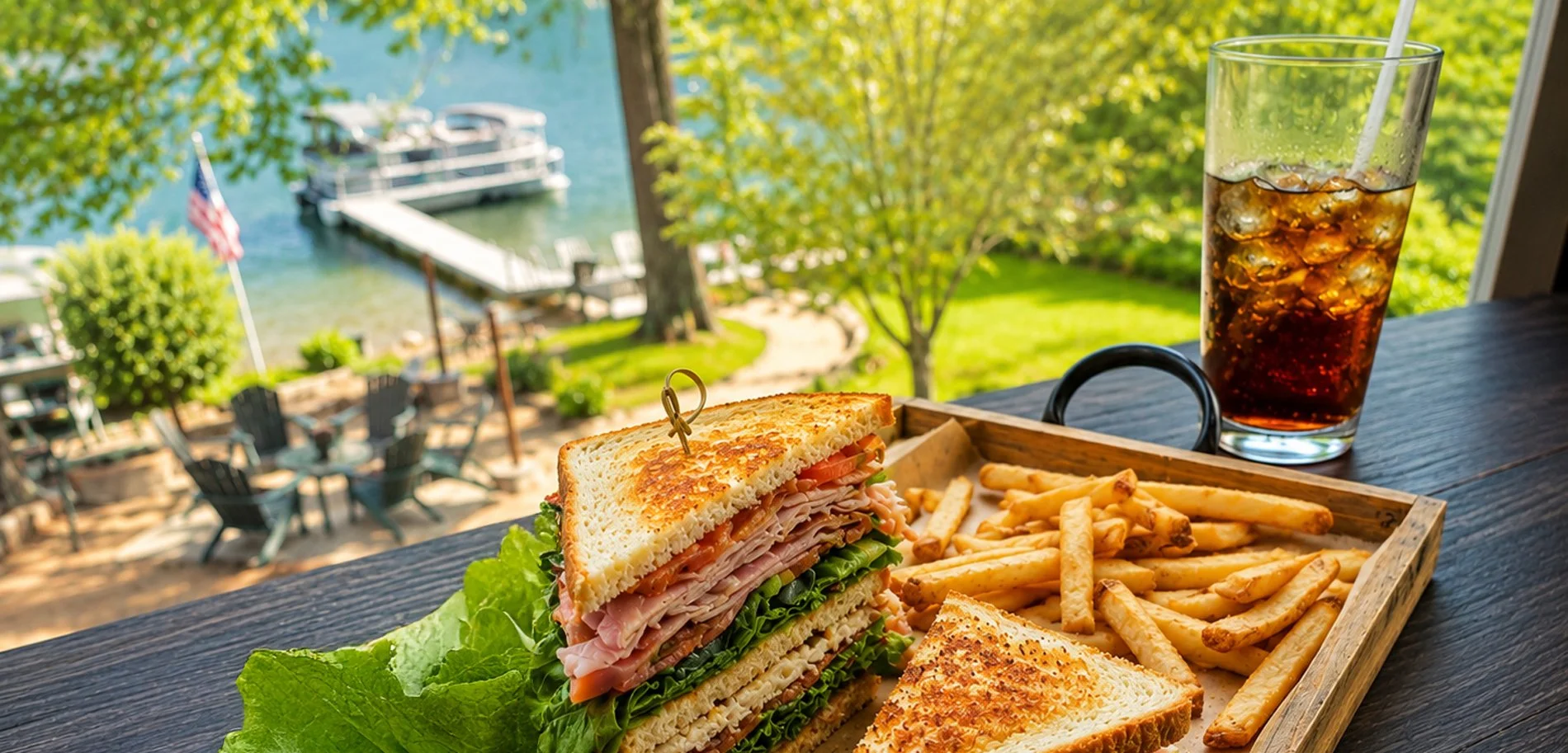   LAKES END CAFE &amp; GRILL   Enjoy burgers, fresh salads, pizza, trout and Southern favorites with beautiful waterfront views of Lake Nantahala. 