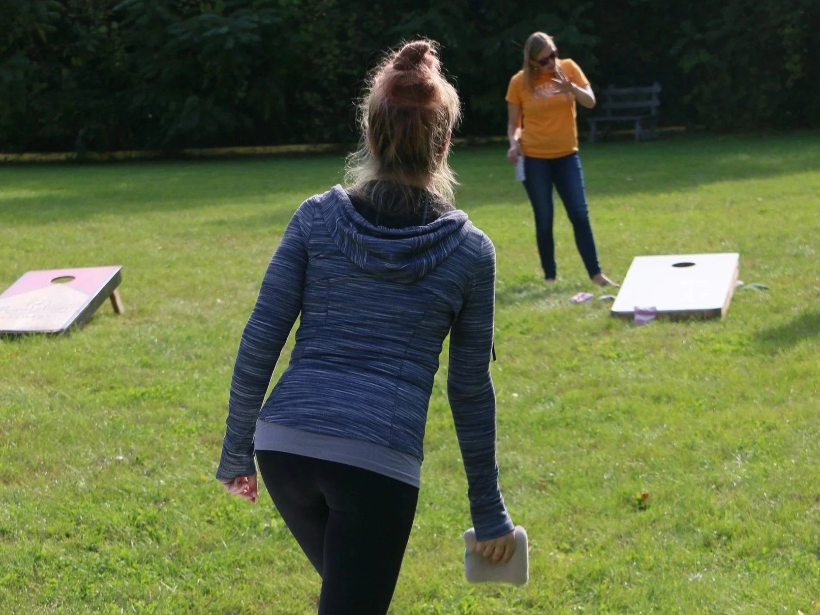 Corn hole tournament at Lakes End