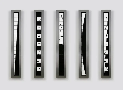 Towers in Black and White 2006 Brushed aluminum, acrylic, mixed media 8.5 x 58 x 3.5 in. / 147 x 21.5 x 9 cm. Edition of five 2 Sold
