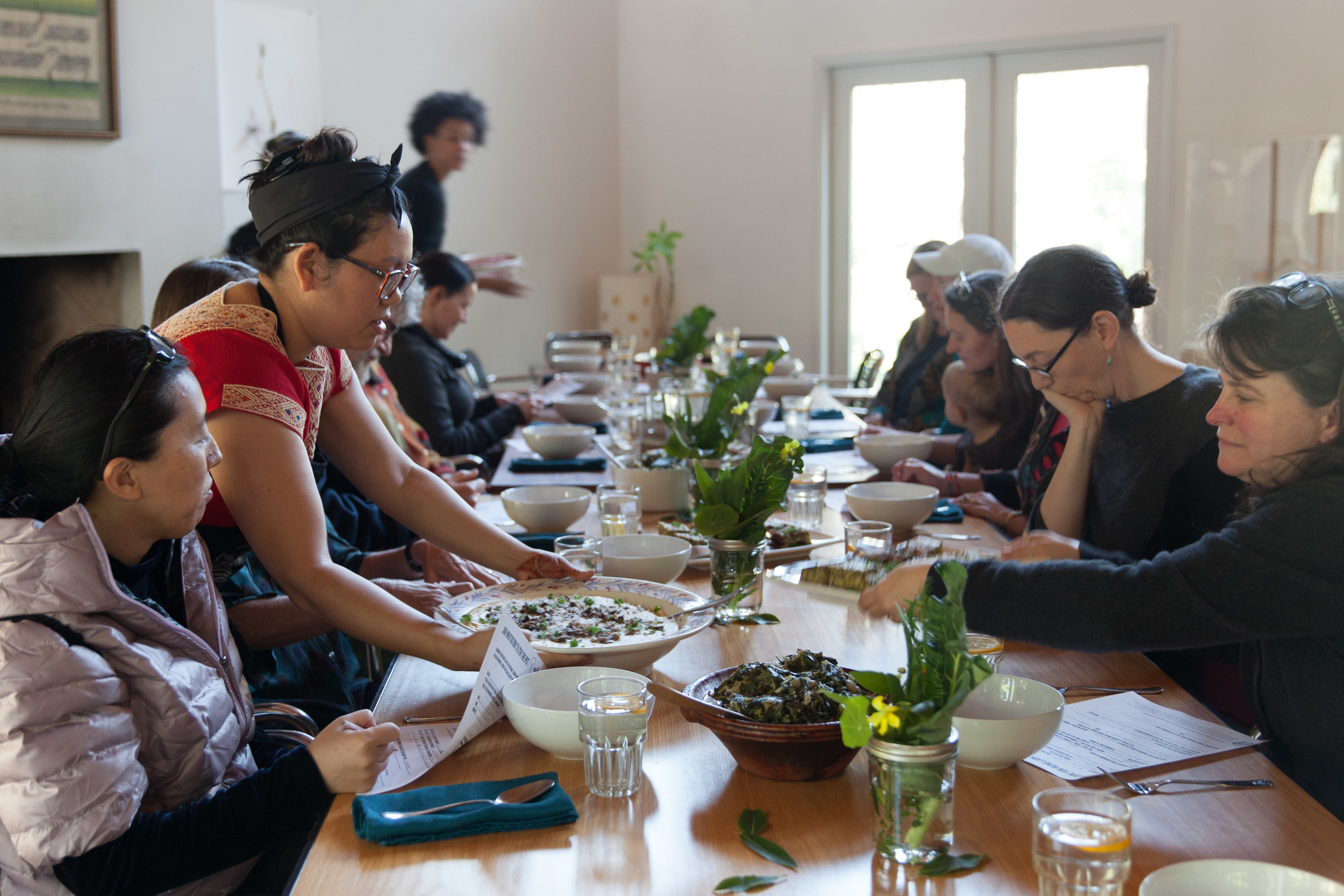  Sita starts off the workshop with the first plate.  Photo by Tina Case 