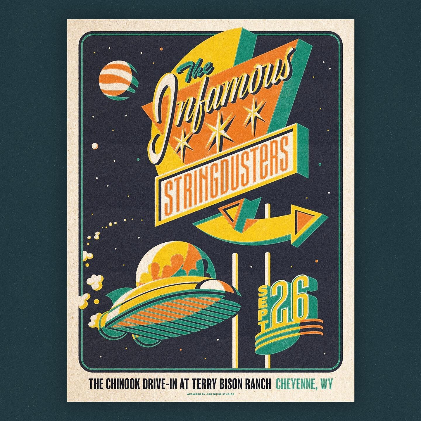 #tbt Poster design for @stringdusters drive-in show in Cheyenne, WY last year. As we move back into full capacity shows in both indoor and outdoor venues, it&rsquo;s pretty wild to think back on what Summer 2020 looked like for the music industry. Dr