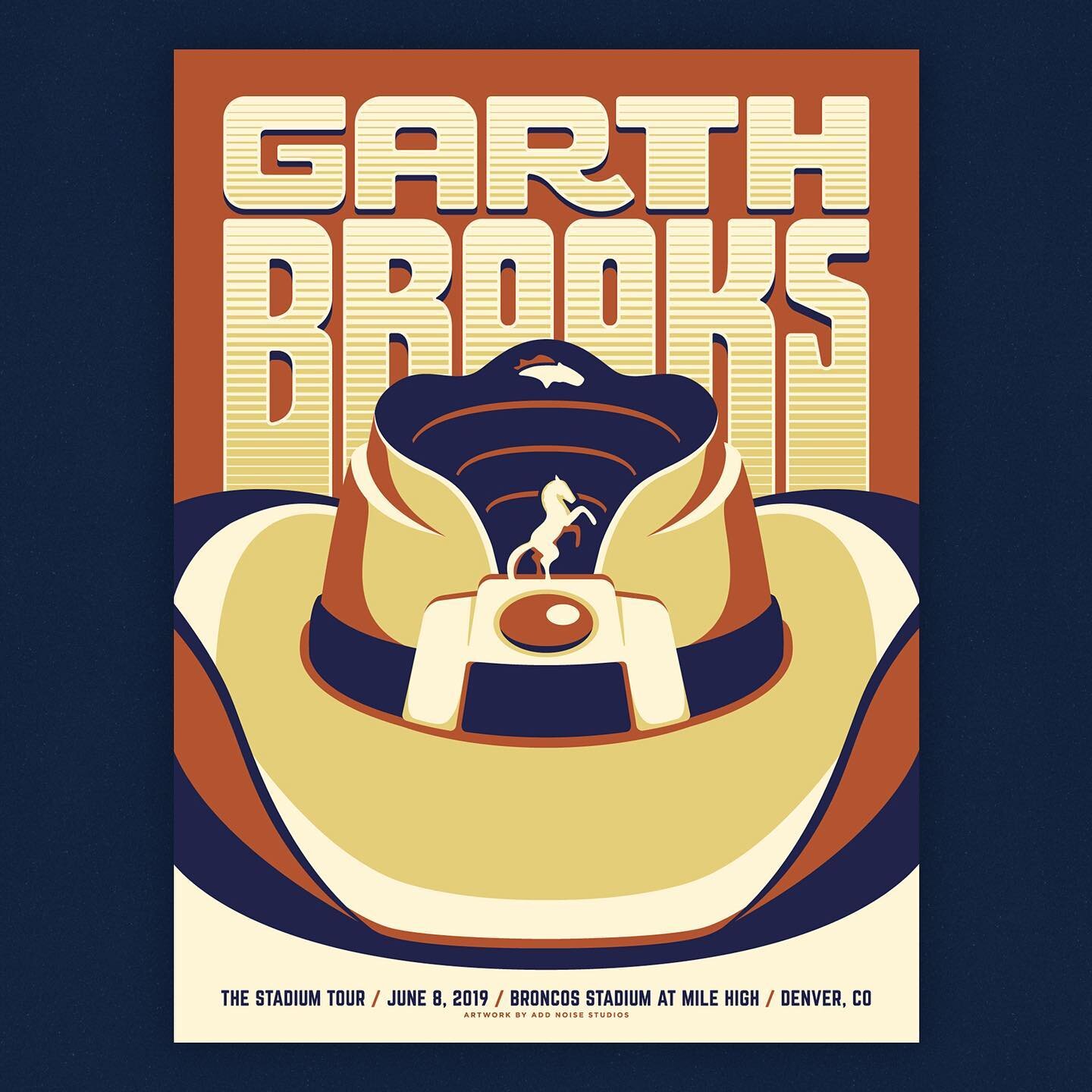 #tbt A couple years back I was commissioned to create a poster as a gift for @garthbrooks when he came to perform at Broncos Stadium. Mr. Brooks performed to a sold out crowd of 84,000 people and the next day said it was the best night of his career.