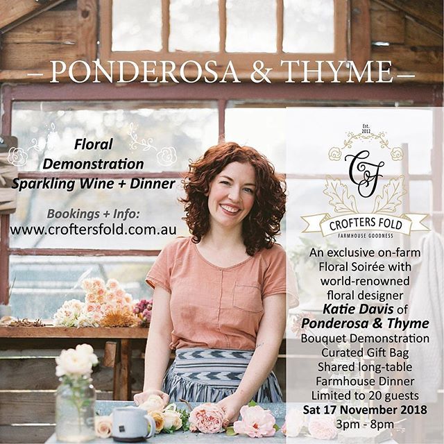 SPECIAL EVENT | For those of you who admire the stunning creativity of world-renowned Katie Davis of @ponderosa_and_thyme and have dreamt of &lsquo;one day&rsquo; maybe getting to see her weave her beautiful floral MAGIC in PERSON - then save the dat