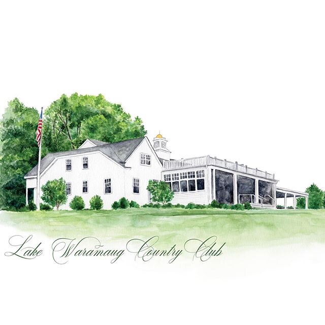 Finished this illustration 💚 &bull;
&bull;
&bull;
&bull;
&bull;
&bull;
&bull;
&bull;
#weddings #wedding #venuillustration #lakewaramaug #countryclub #weddingweekend #weddingstationery #watercolorpainting #watercolorillustration #connecticut #connect