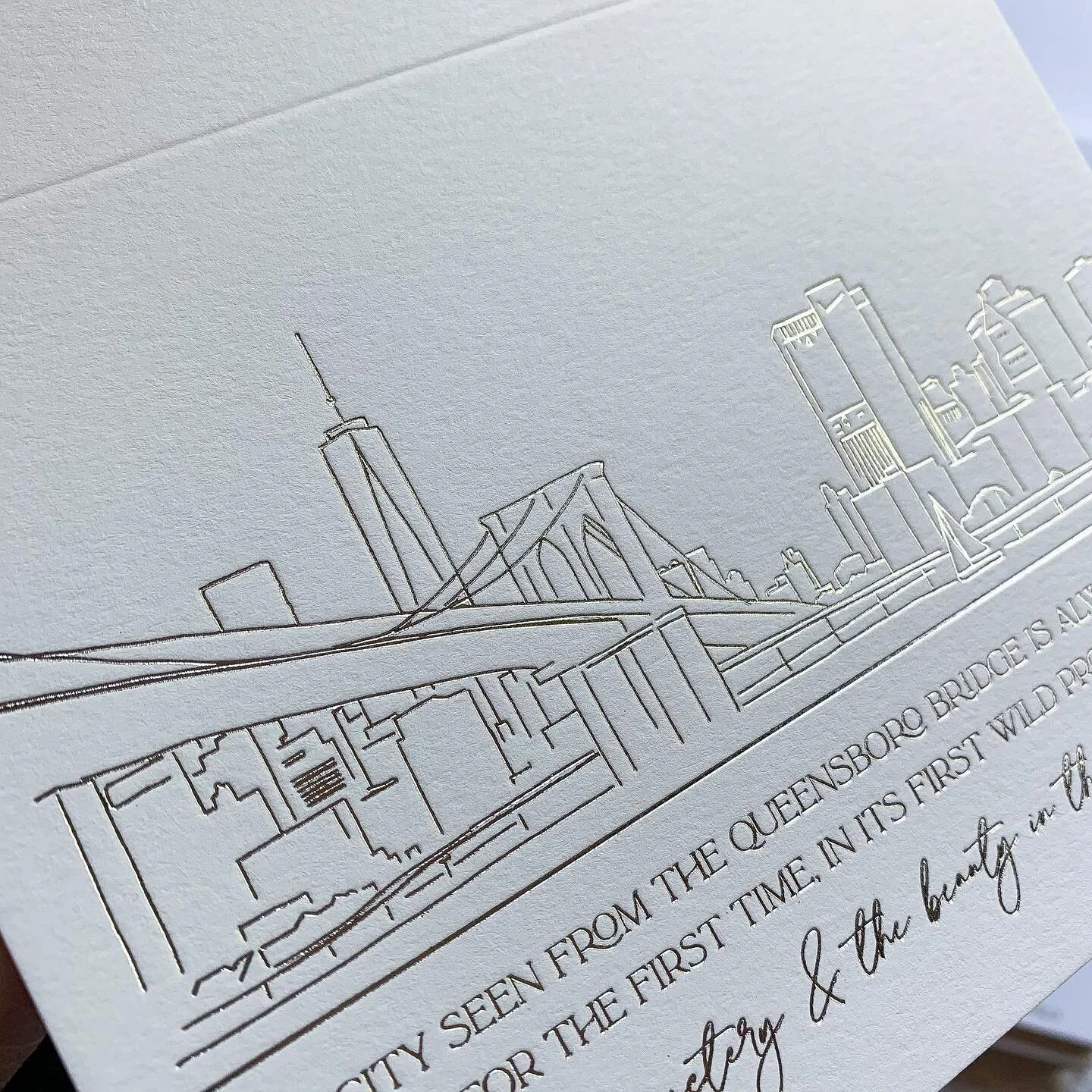 🗽 &ldquo;The city seen from the Queensboro Bridge is always the city seen for the first time, in its first wild promise of all the mystery and the beauty in the world.&rdquo;
―F. Scott Fitzgerald, The Great Gatsby 

My third luxury printed card - si
