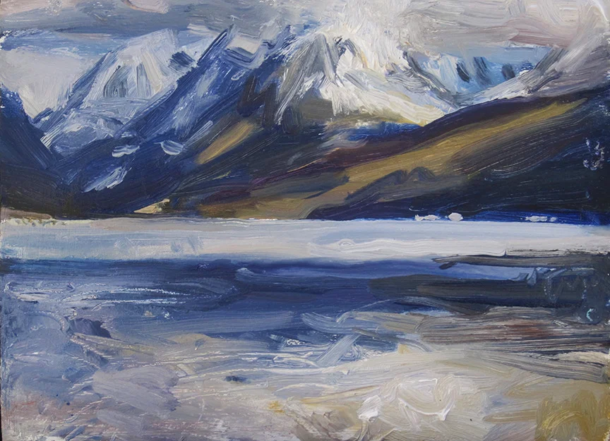 Evening, Lake Mcdonald 6 x 8 " oil on panel Glacier