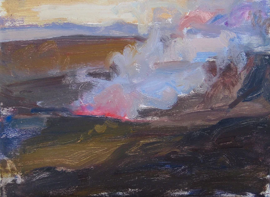 Halema'uma'u at dawn 6 x 8 " oil on panel Hawai'i Volcanoes