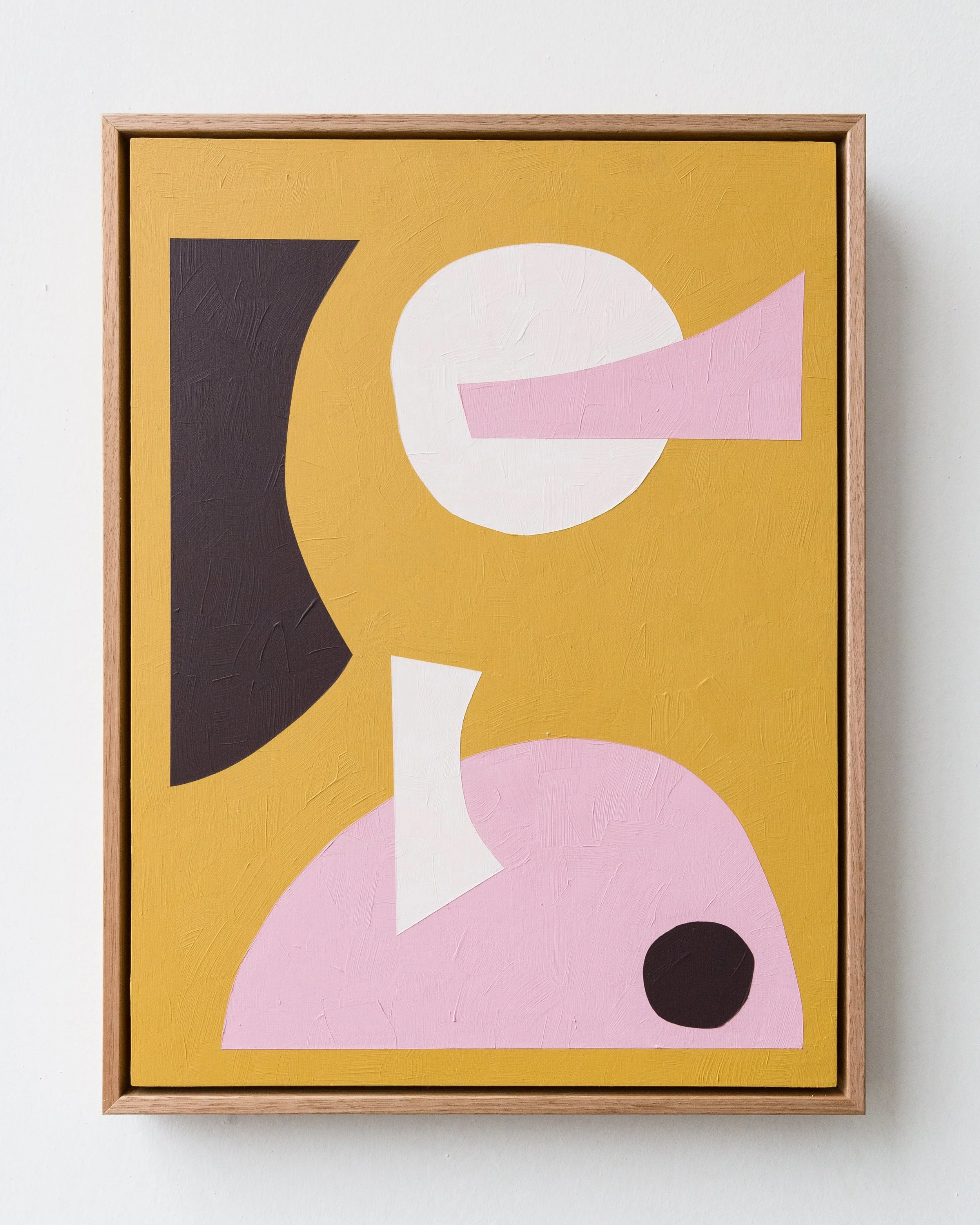 Canvas of geometric shapes in yellow, brown, pink and white