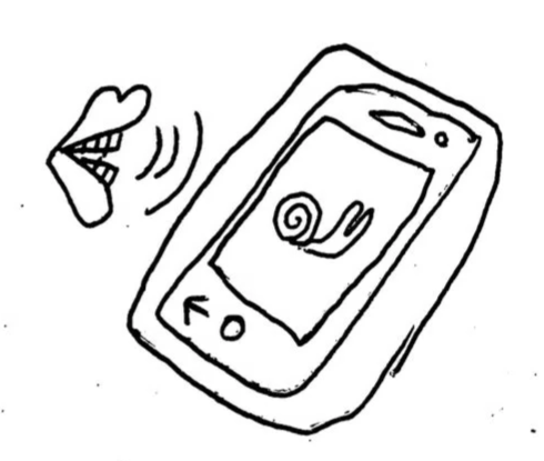 Illustration of the Mudita Kompakt with a mouth near it