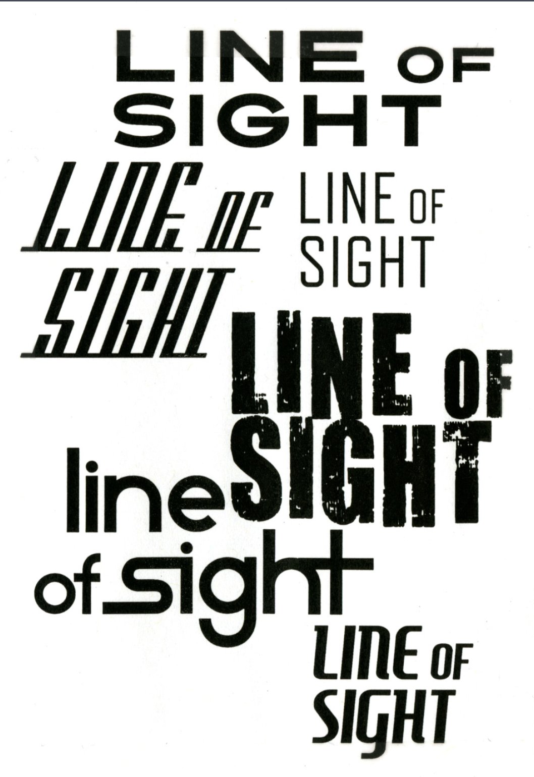 Multiple texts of the word 'Line of Sight' in different fonts