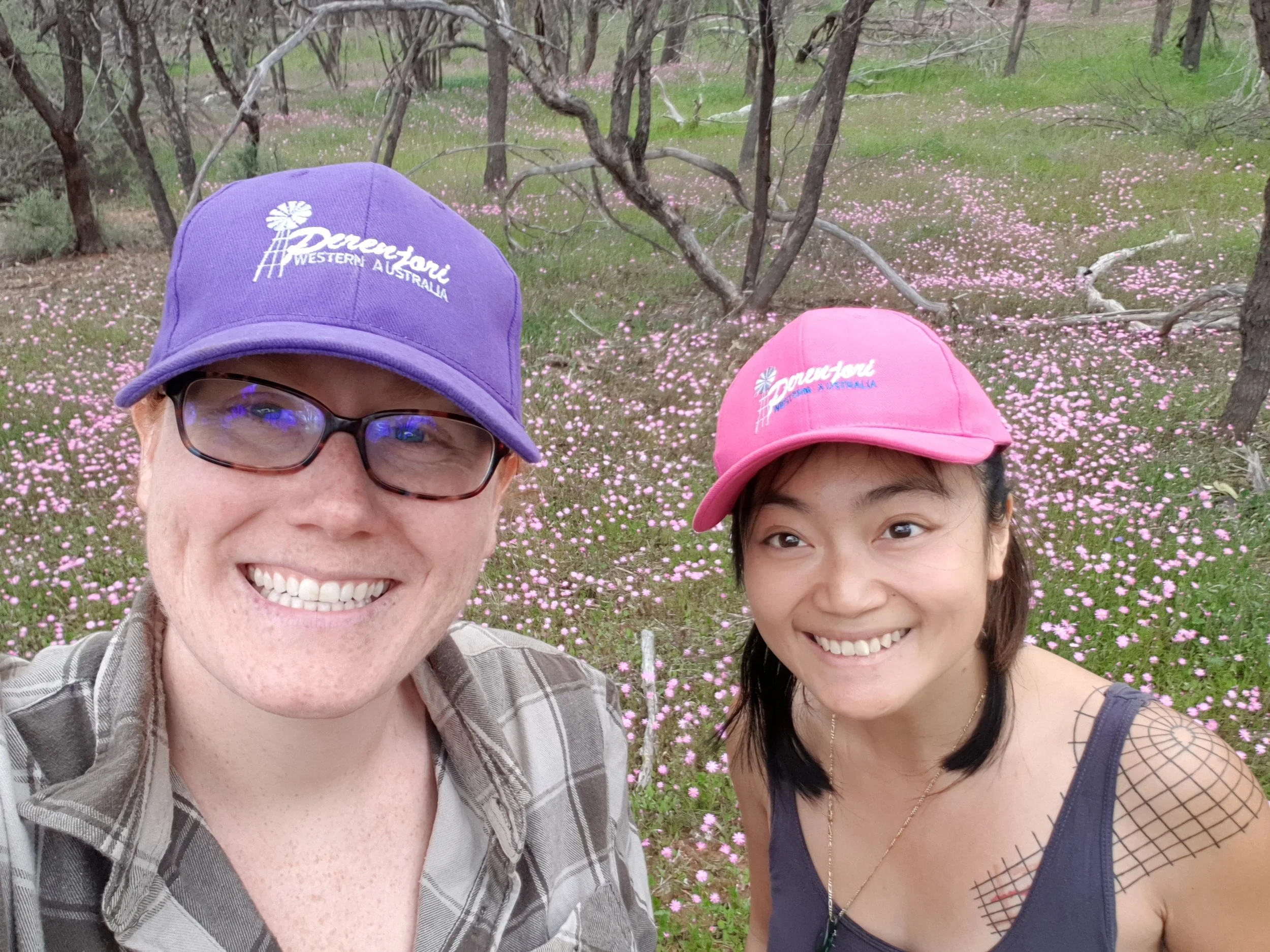 Grace and I at one of the rare blooming sites we found further up north!