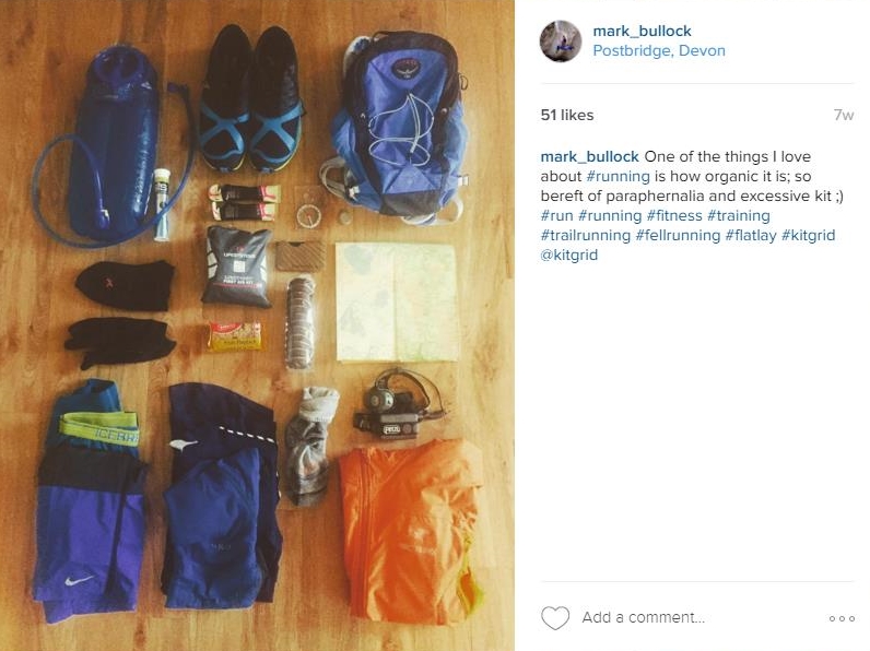 All my running gear arranged in a rectangle. It helps me to run faster.