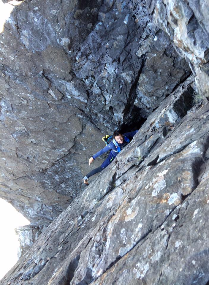 When your friend gets a photo of you soloing on a big mountain route, you want to look like a hero, but you're wearing tights, and white socks. Photo: Libby Peter