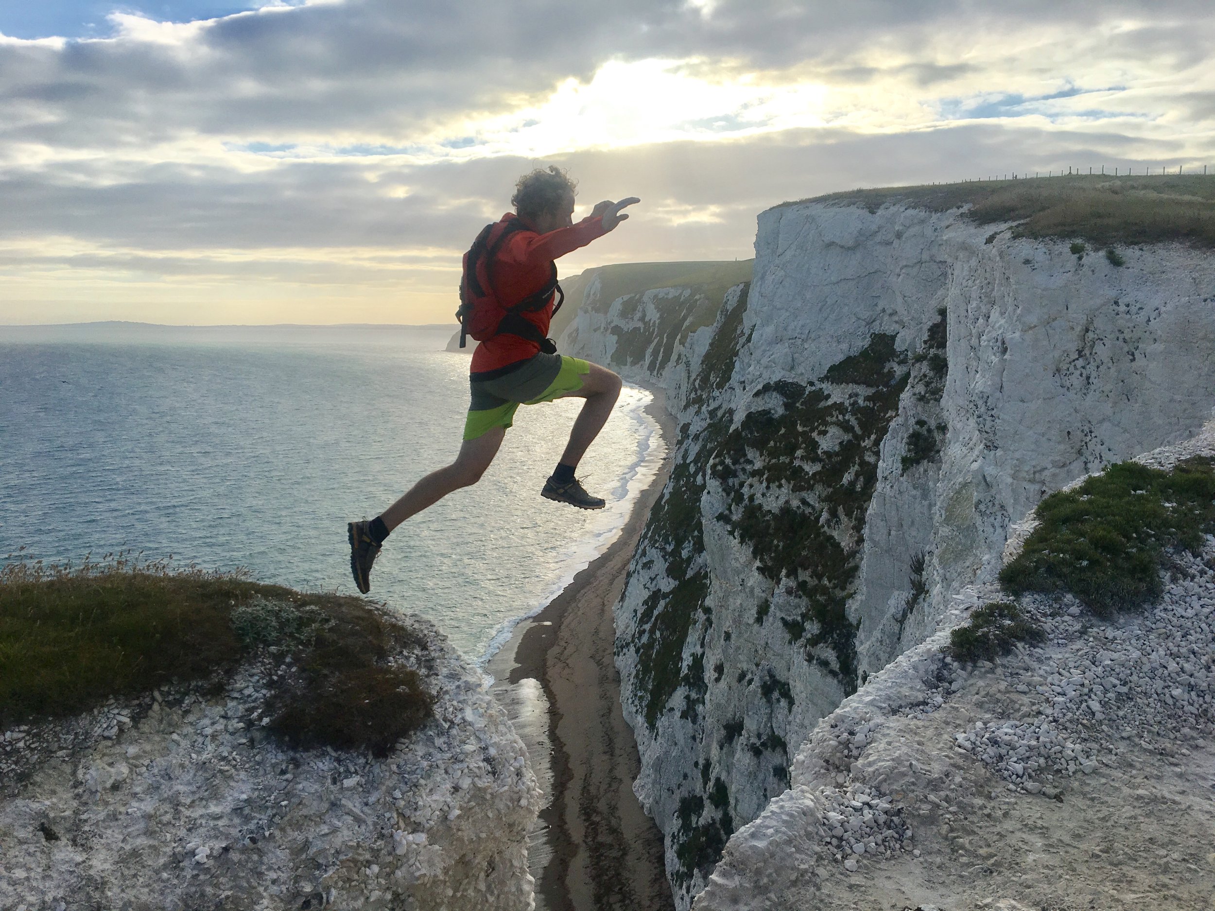 He's clearly had enough of this running malarkey. More chalk cliffs near White Nothe