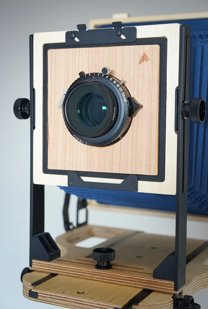 The front standard with Intrepid's own lens board and logo detail.