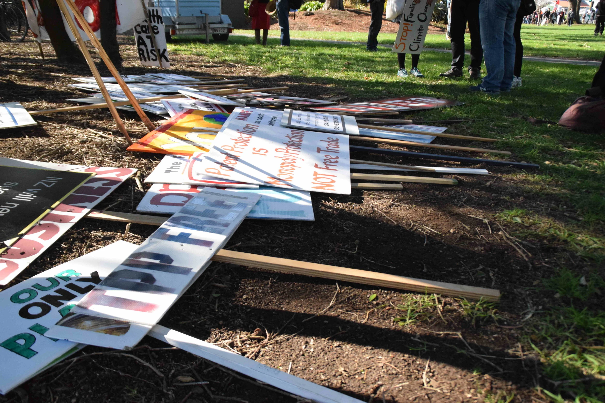 The gathering at the Shand Crescent Reserve, Riccarton Rd, where live music and speeches were held. John Minto who is the Keep Our Assets candidate for Christchurch mayoralty was also present