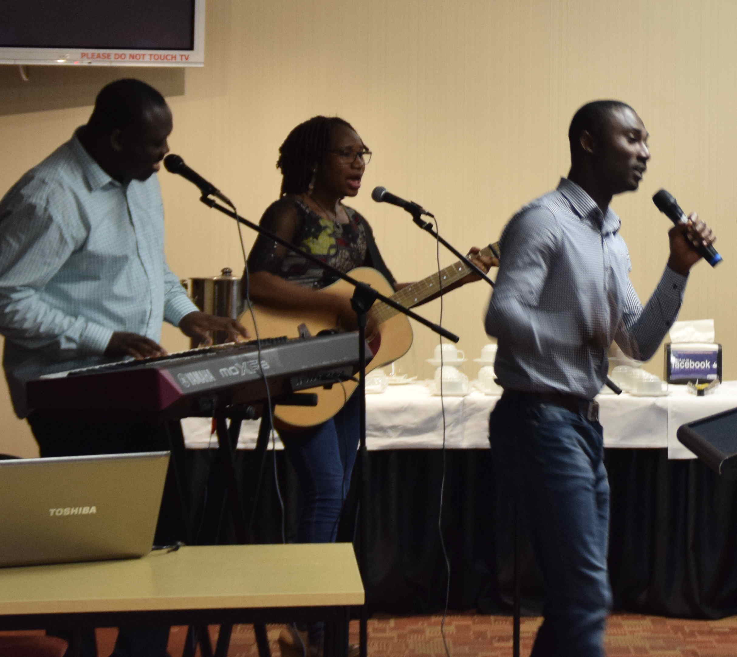  The gathering was entertained by Jumo, Jennifer and Sola playing some traditional West African music 