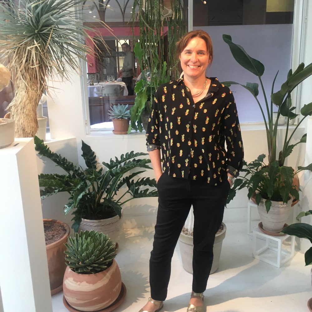 Showing off the spines in my cactus shirt at Ben Russell's Cactus House exhibition. Photograph: Fiona Russell.