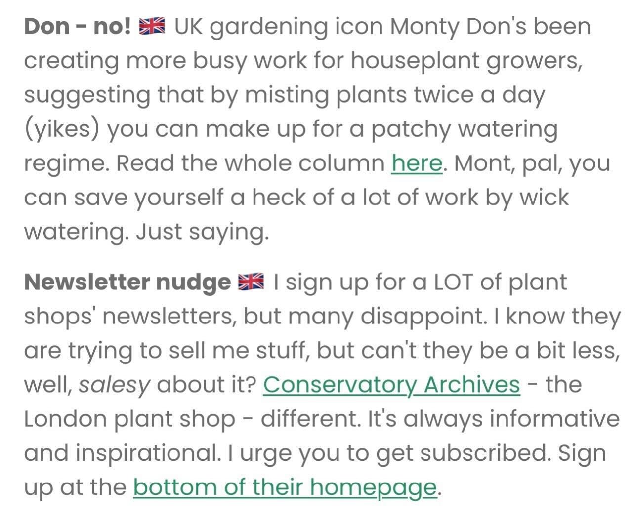 This week&rsquo;s edition of my newsletter The Plant Ledger (actually last week&rsquo;s - it came late on Monday owing to the Easter holidays) is available on my website if you aren&rsquo;t subscribed. It includes me offering Monty Don advice on hous