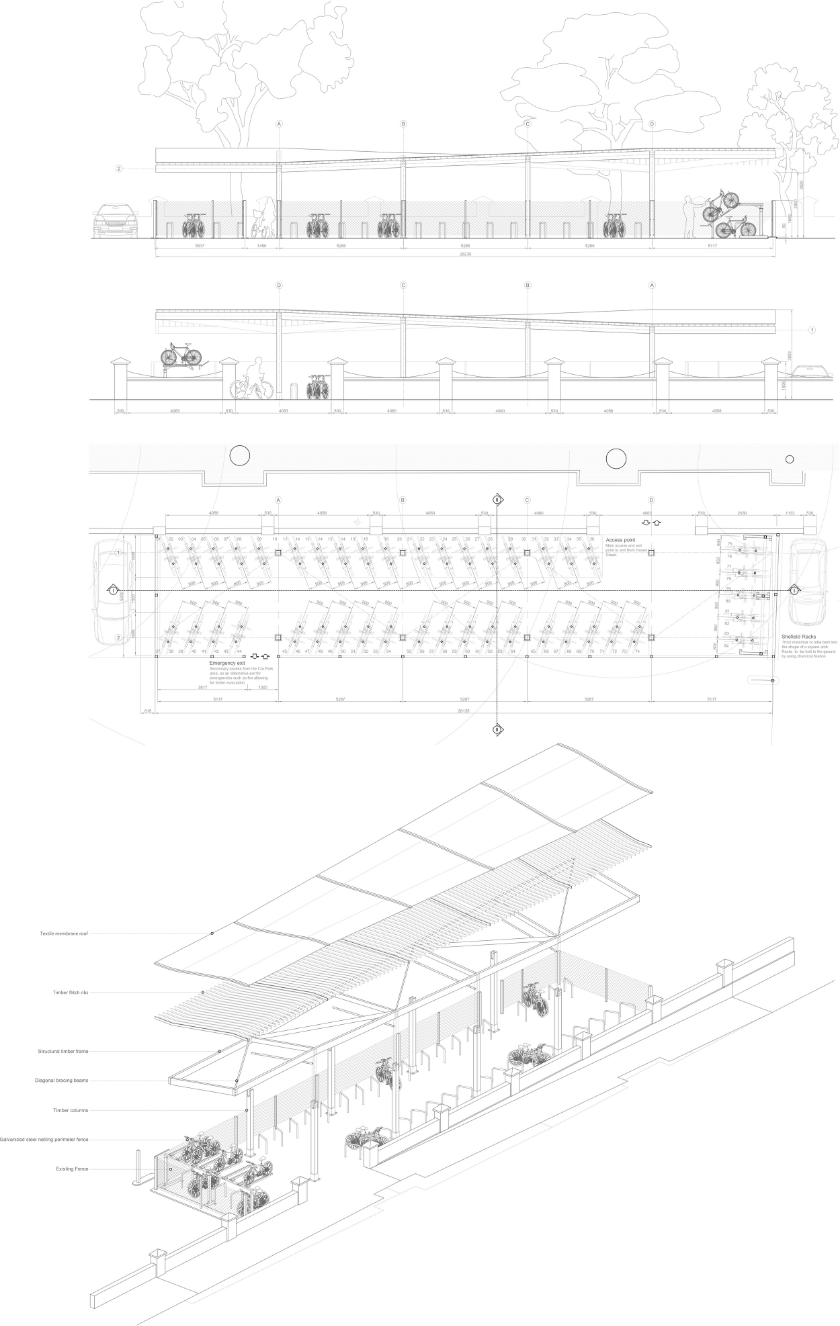 Technical drawings and exploded axonometric view