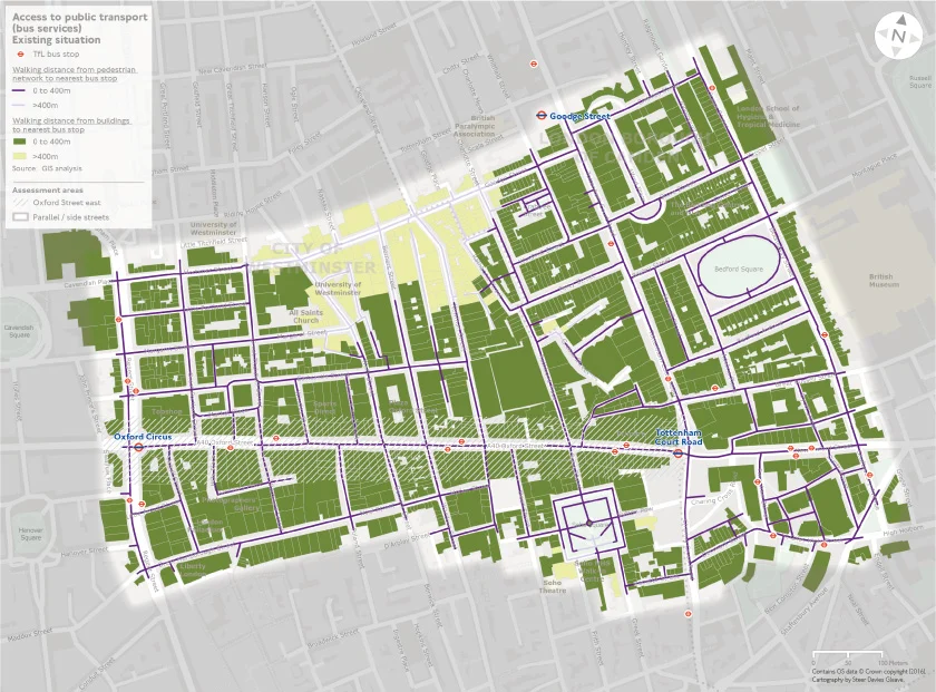 Access to public transport services on Oxford Street