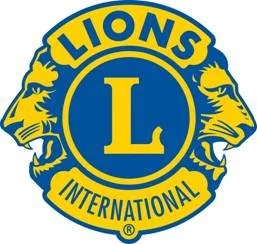 Lions Clubs International logo with a blue and gold color scheme, featuring a large 'L' in the center and two lion heads facing outward.