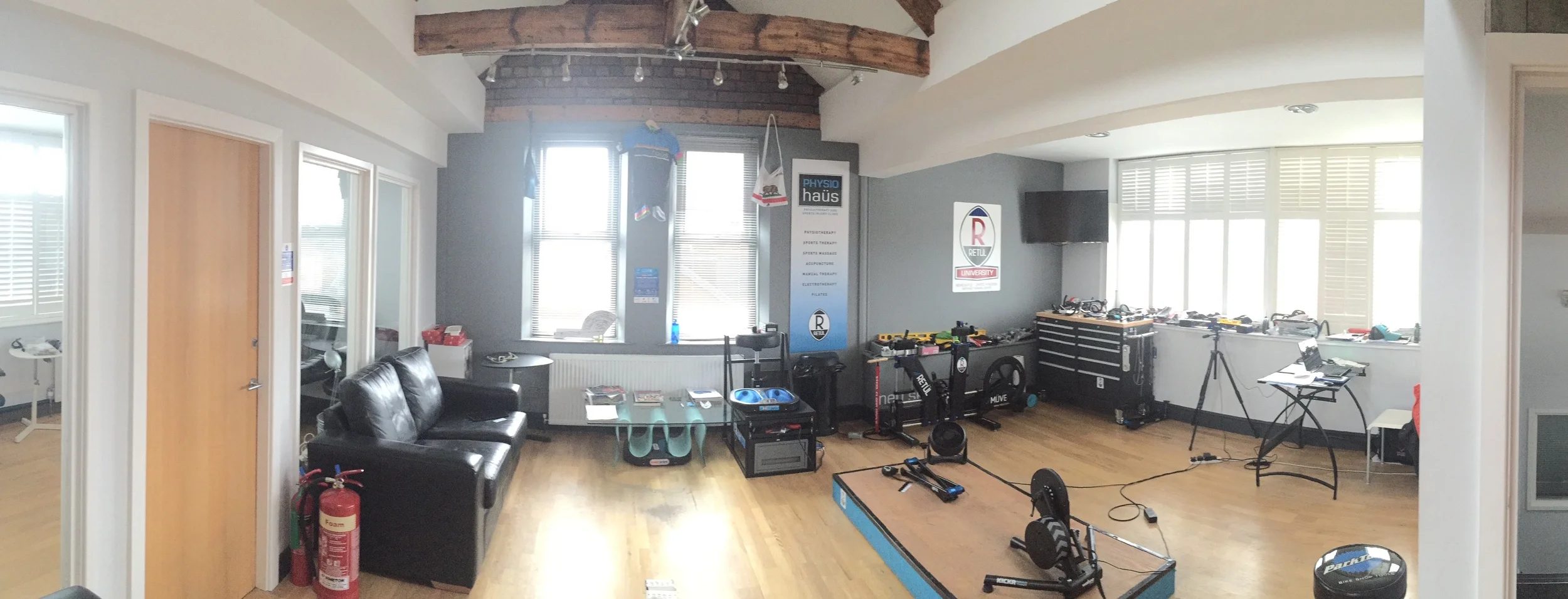 Bike fit studio and training space at Physiohaus, Newcastle.