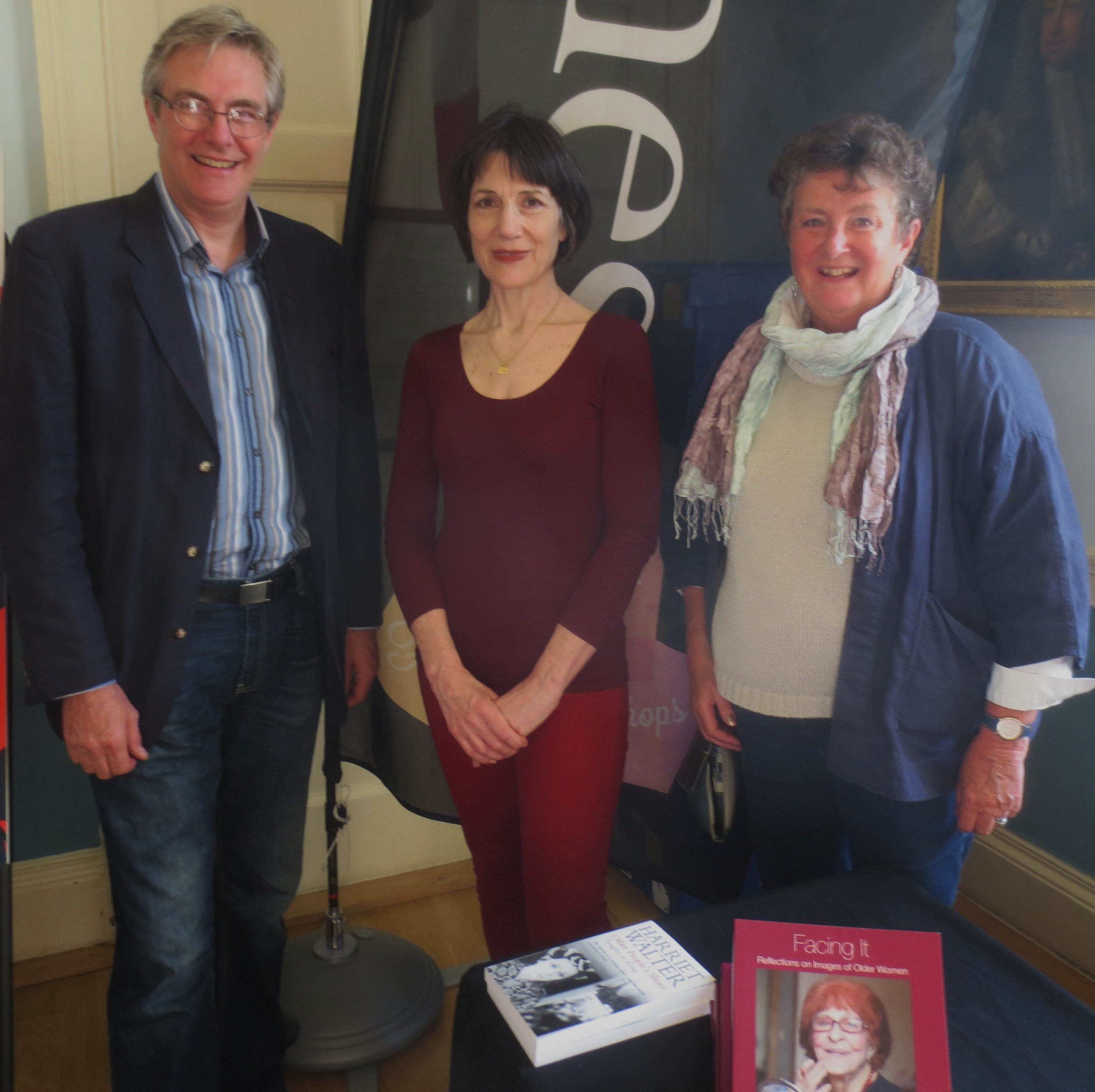 Dame Harriet Walter with Ann and Andrew Ellison at the Bath Literature Festival, 2014