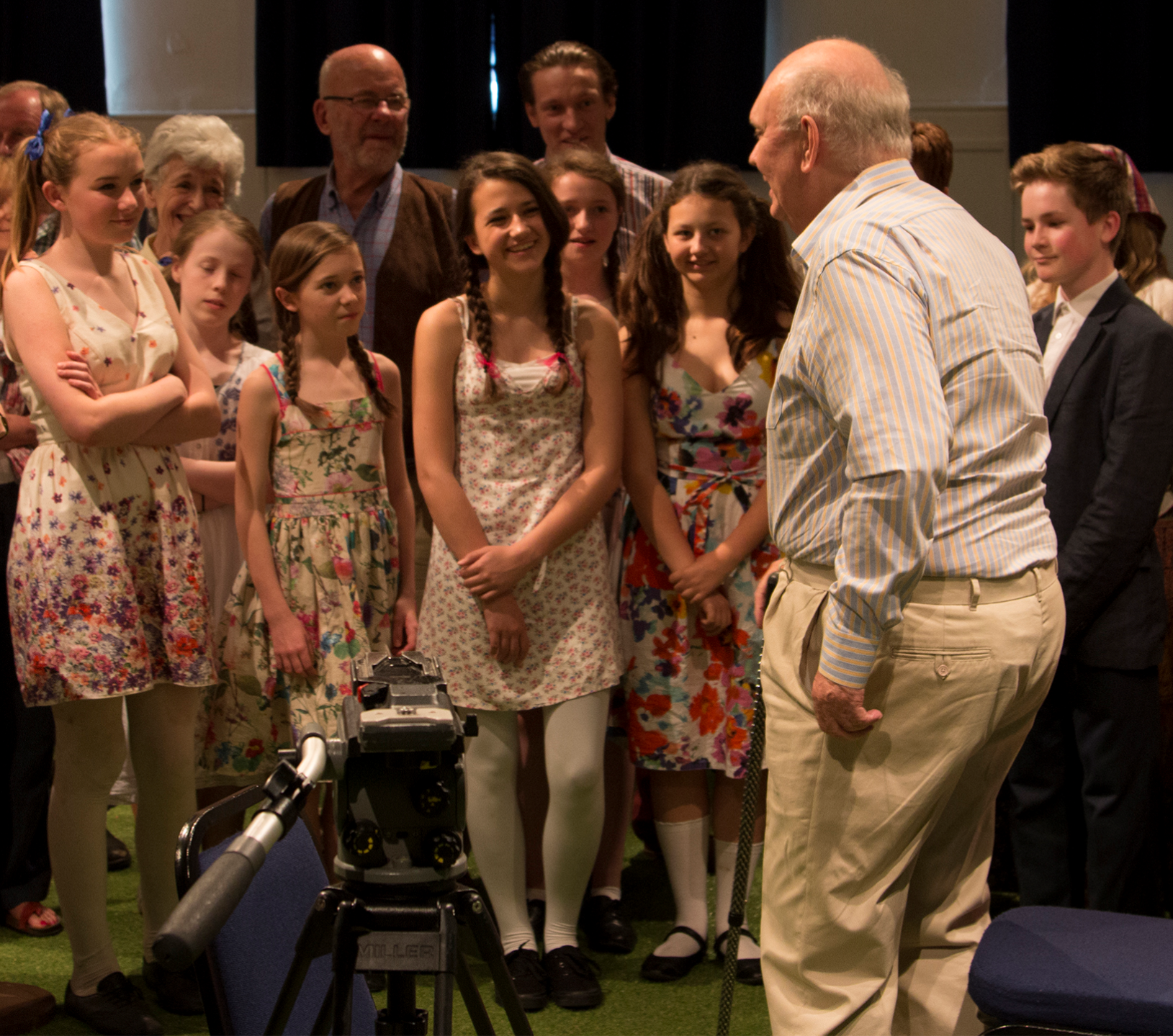 Sir Alan Ayckbourn meeting the Next Stage Youth Members of the cast of his own play House and Garden, 2014