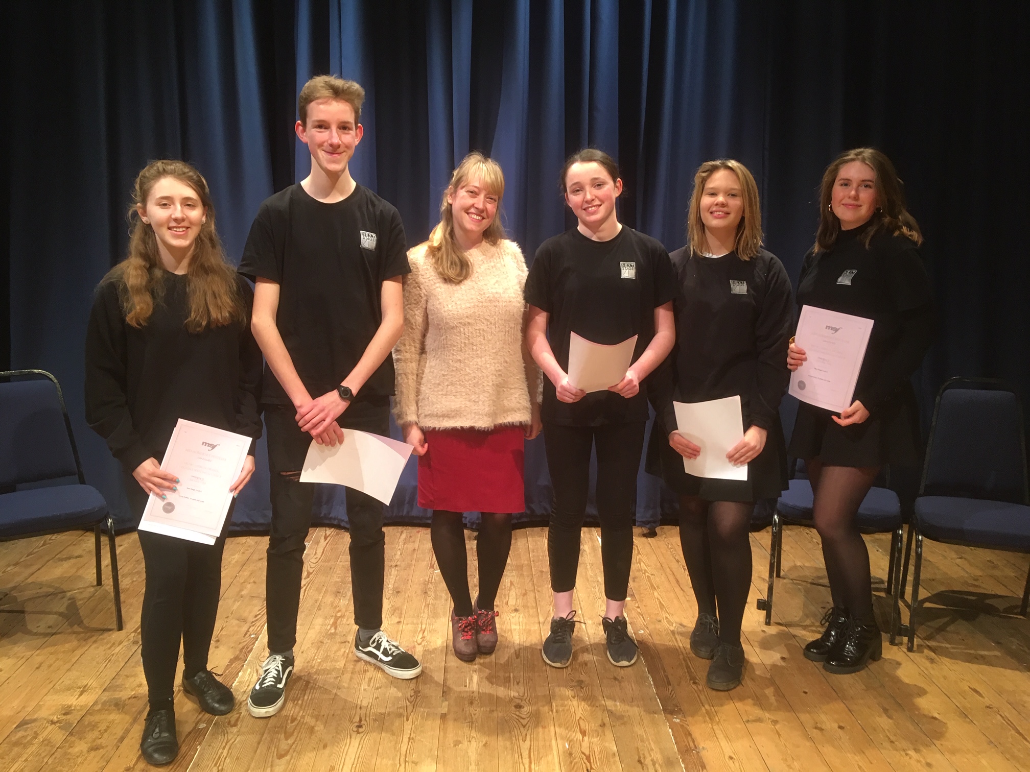 Next Stage Youth Senior Group C - Ysobel Andrew, Henry Skinner, Keira Barry, Jazmine Vale, Isabella Fenton with NSY Tutor Hayley Fitton-Cook