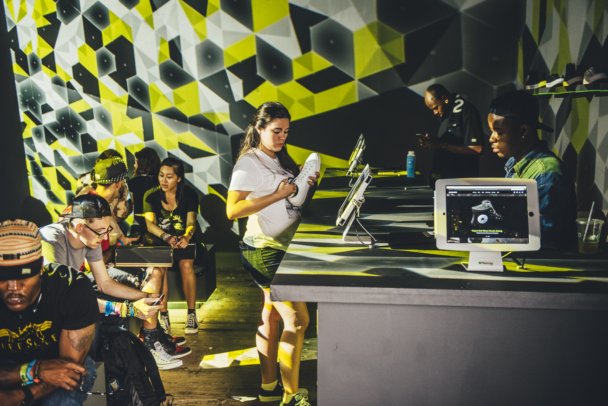 We flooded our lounge with a collage of color created through a series of layered video projections.