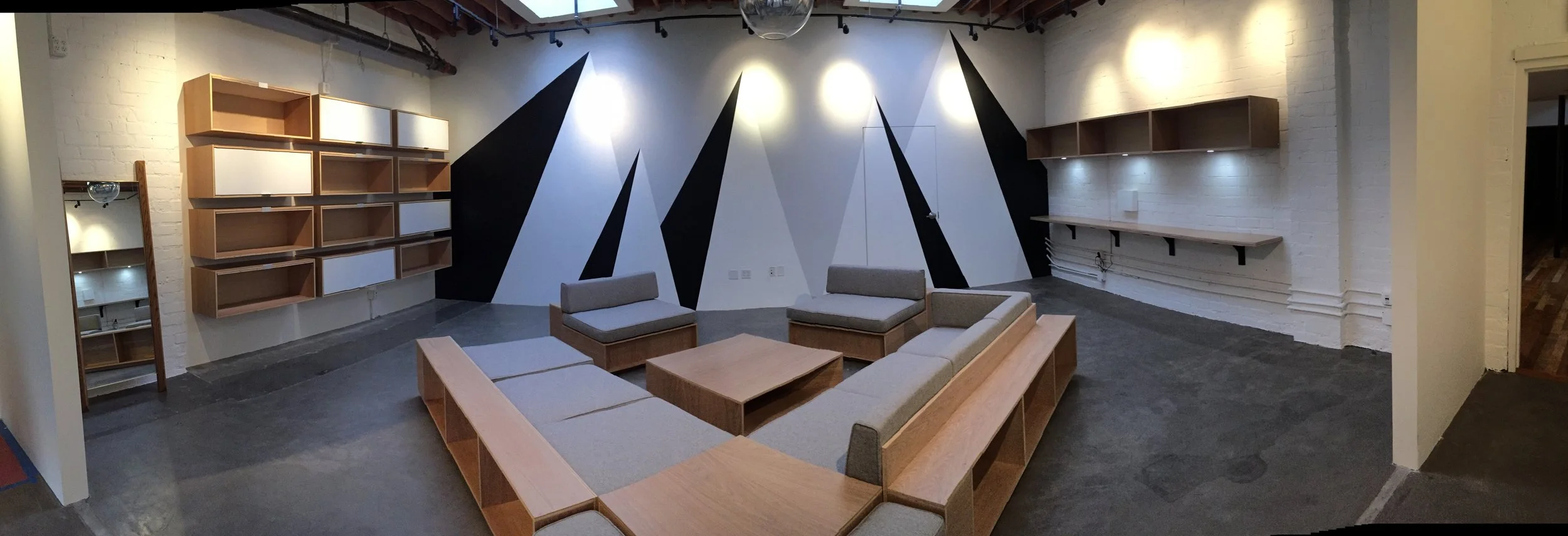  Everything within the space was fabricated by local LA craftspeople, with the exception of the floor mirror and lighting. 