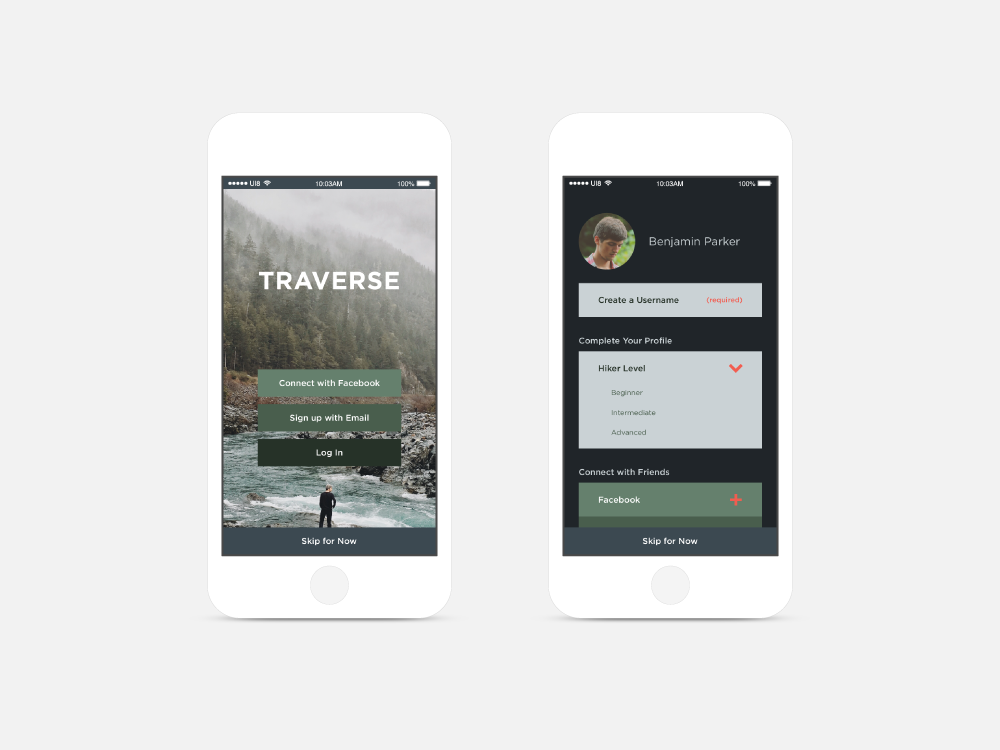 Discovery: Users can find trails based on location. Toggle between list view & map view, and view trail profile for detailed description, trails specs, and community-generated reviews and photos.