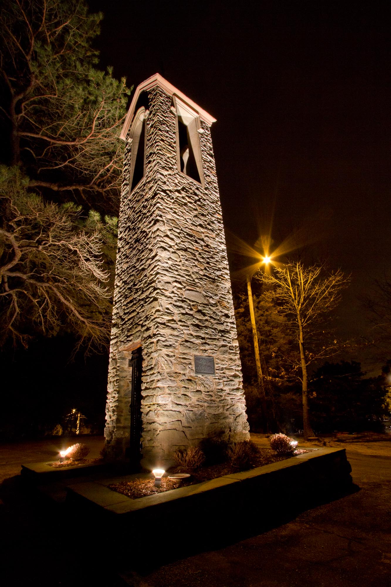 St. Andrew's Church tower at night