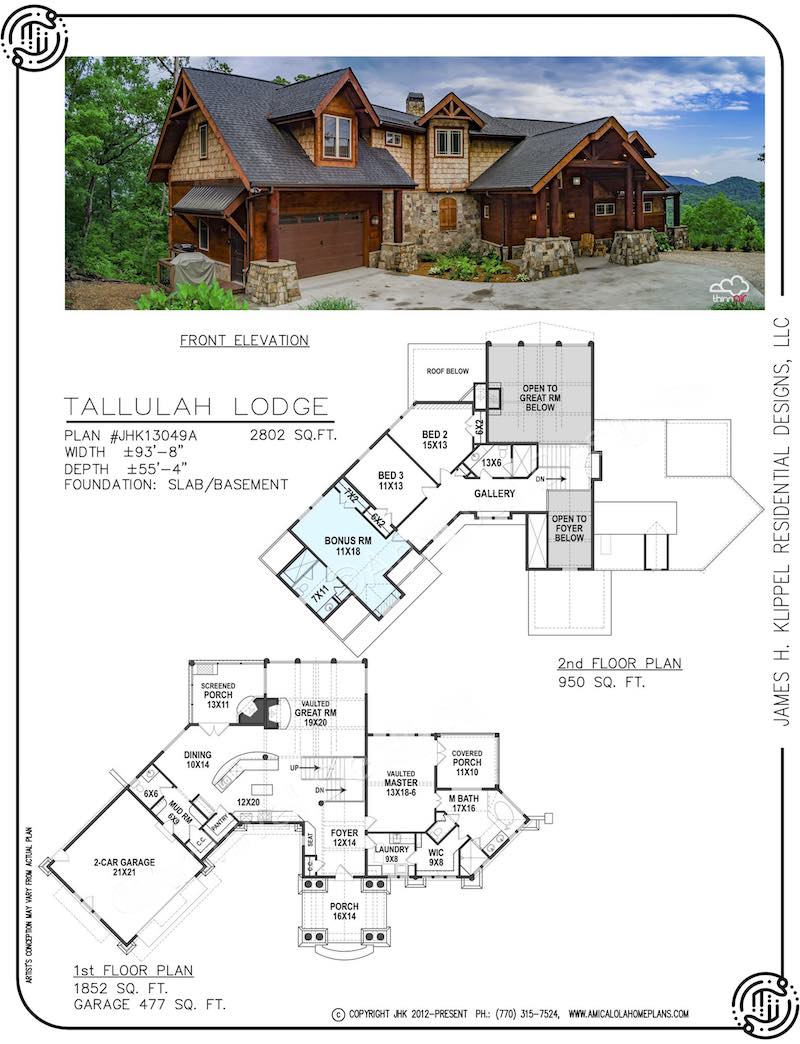 Tallulah Lodge Rustic Mountain House Plans Amicalola Home Plans