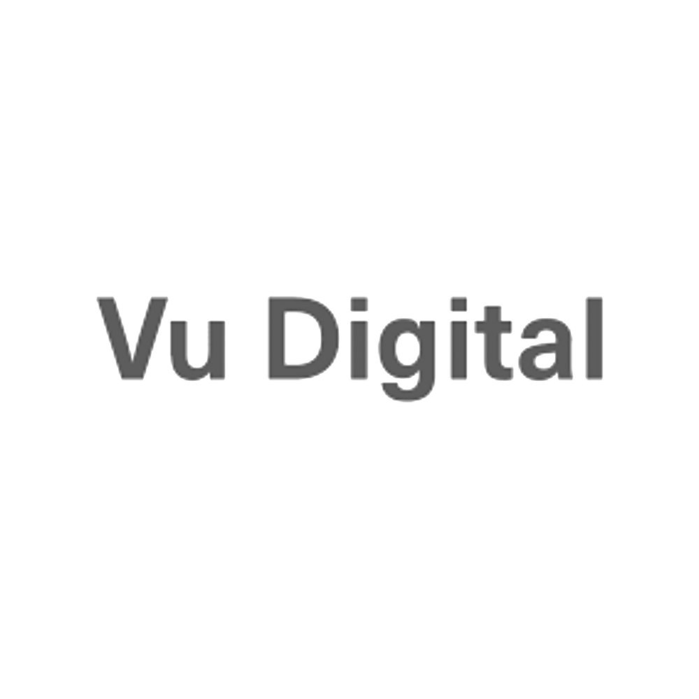 Logo with the text 'Vu Digital' in gray font on a white background.