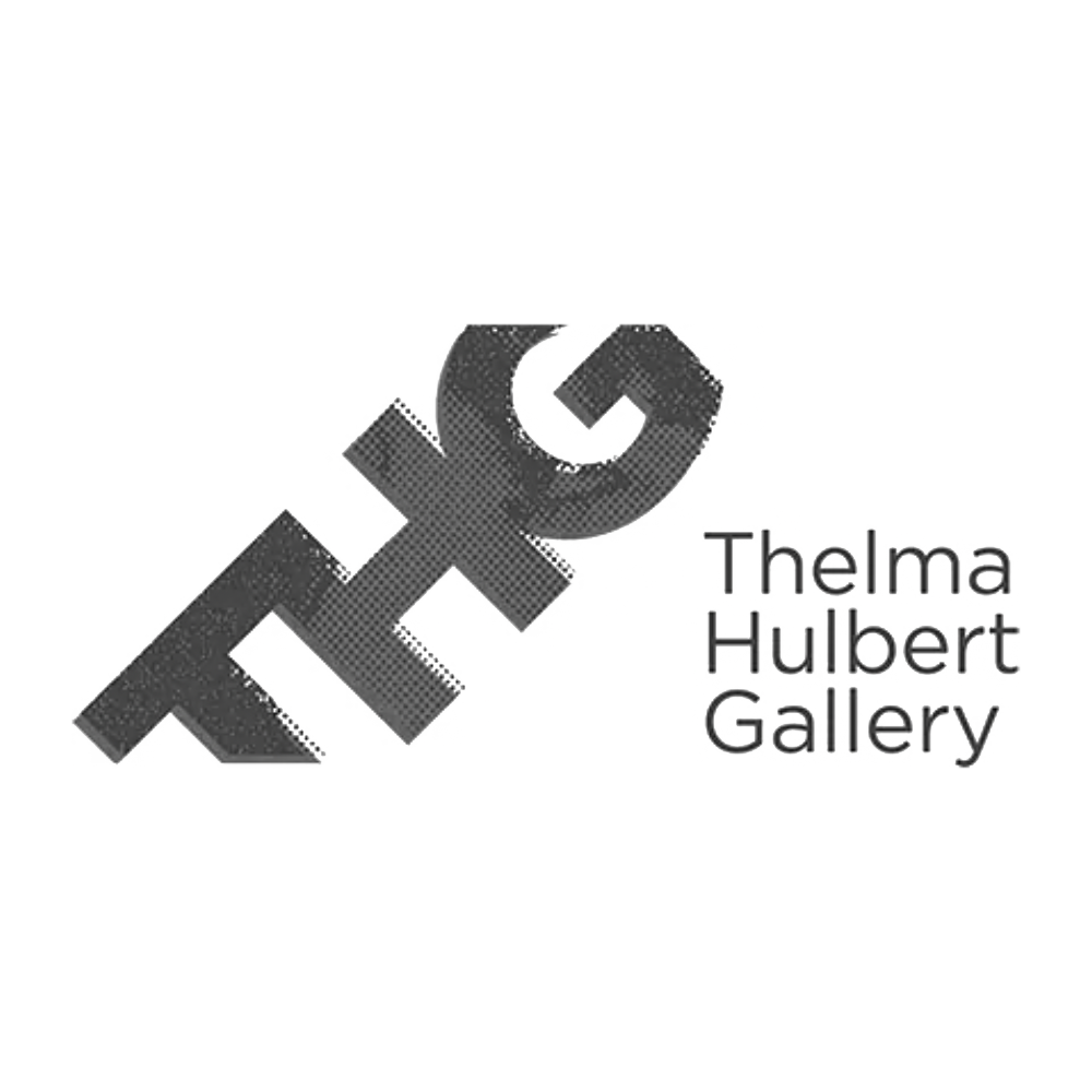 Logo of the Thelma Hulbert Gallery with the initials T H G and the full name written beside it.