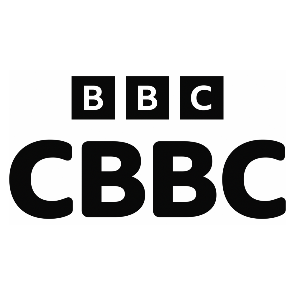 The image features the BBC logo and the word 'Cbbc' with stylized letters in a dark, minimalistic design.