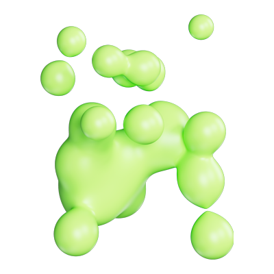 Illustration of a molecular structure with green spheres representing atoms connected by bonds.