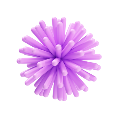Close-up of a purple sensory ball with soft, flexible rods.