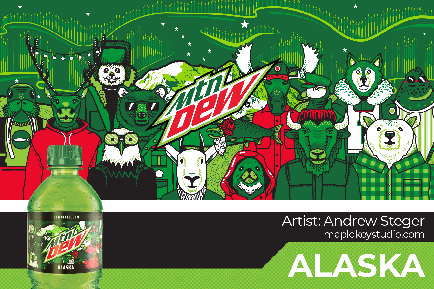 Limited Edition Mountain Dew: Dewnited Alaska Bottle Design 