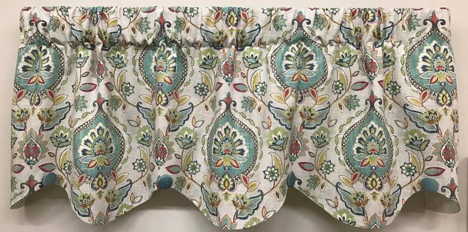 Single Layer Petticoat Valance- Blue/Cream